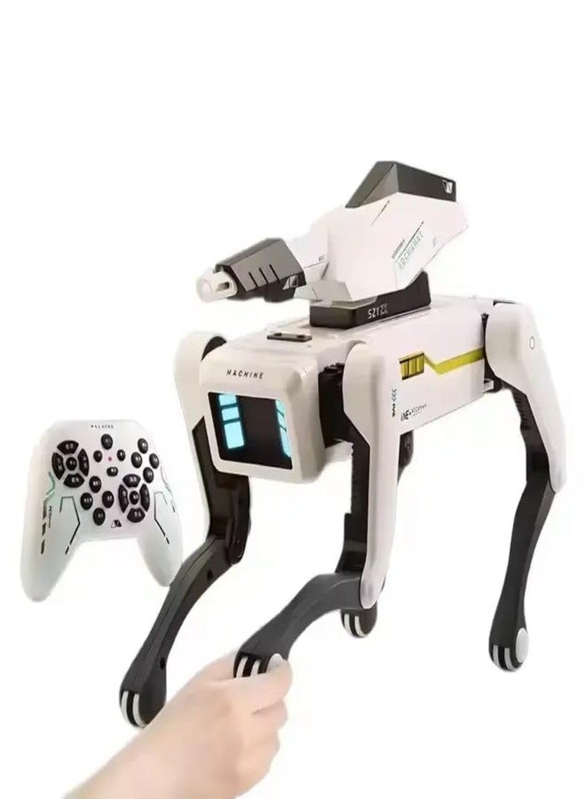 EXOMOON AI Programming Smart RC Mechanical Dog Toy Language Interaction Remote Control Stunt Action Robot Dog with Story Light and Music (White) - Image 1